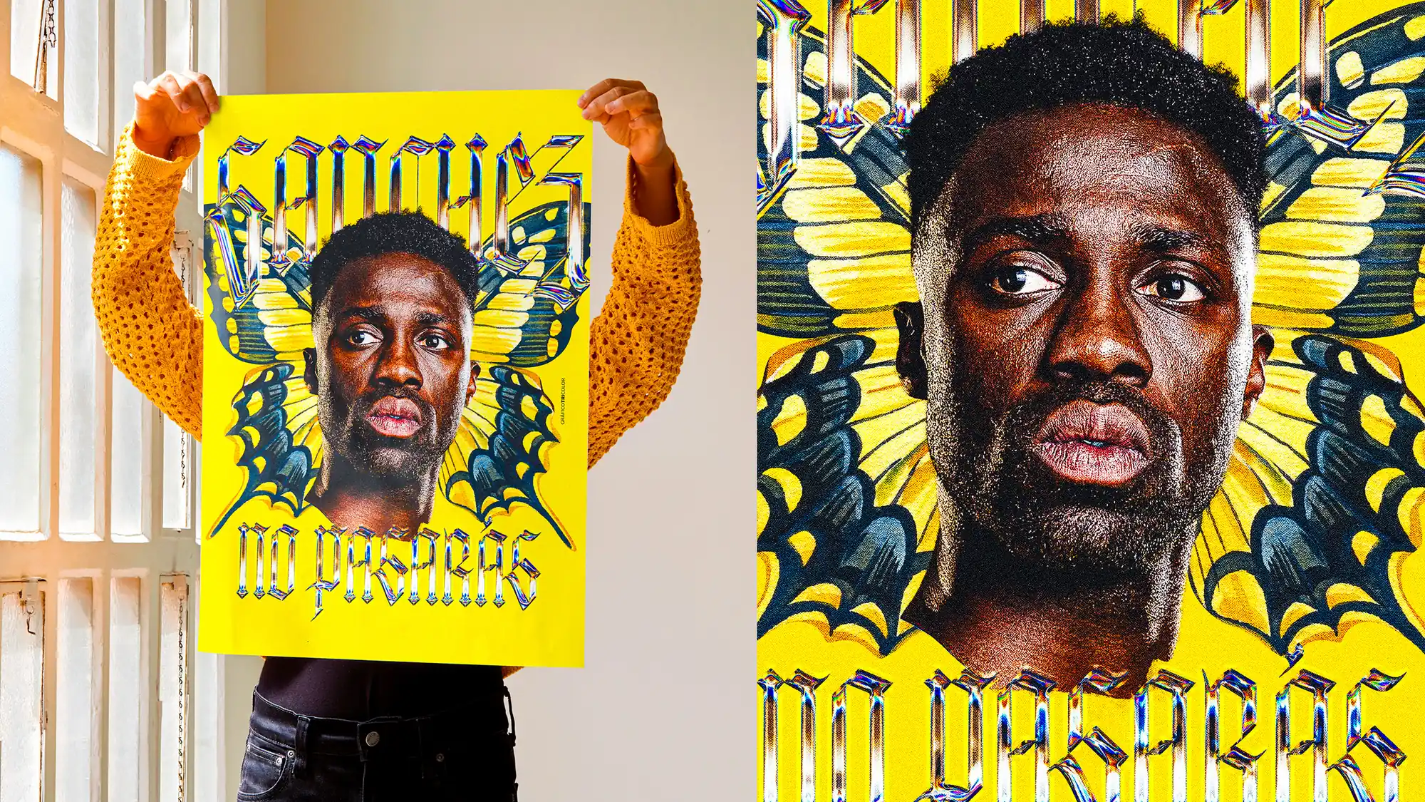 Colombia Sabrosura: duotone match posters celebrating a goal